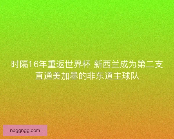 时隔16年重返世界杯 新西兰成为第二支直通美加墨的非东道主球队