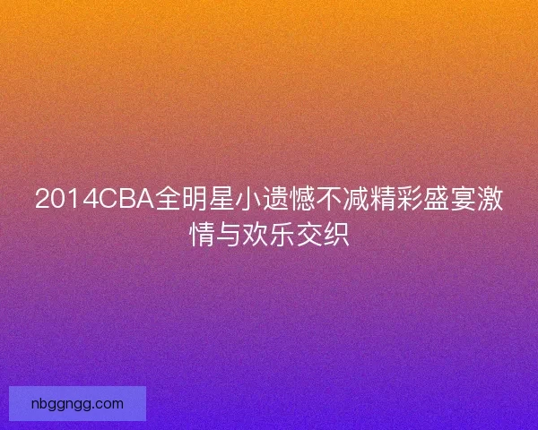 2014CBA全明星小遗憾不减精彩盛宴激情与欢乐交织