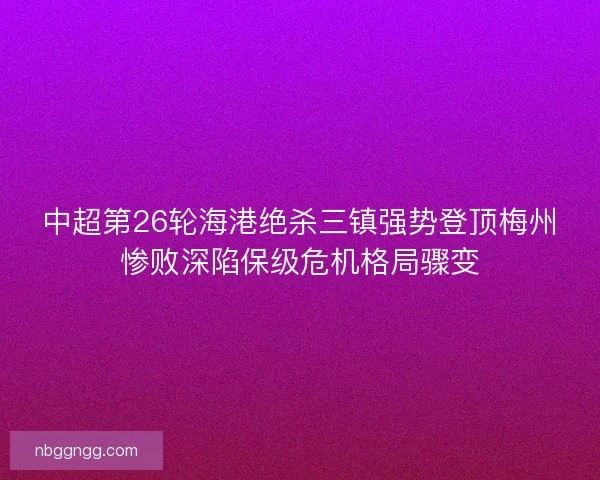 中超第26轮海港绝杀三镇强势登顶梅州惨败深陷保级危机格局骤变