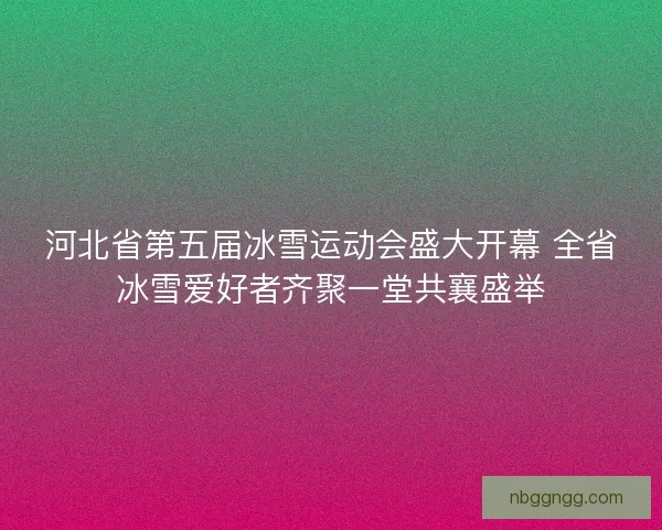 河北省第五届冰雪运动会盛大开幕 全省冰雪爱好者齐聚一堂共襄盛举